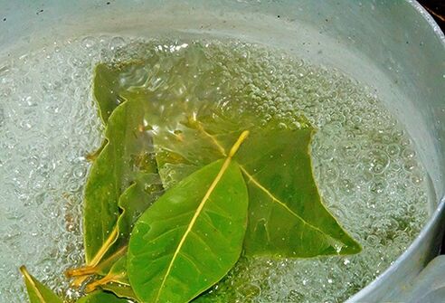 A decoction of laurel leaves for a relaxing bath for power problems